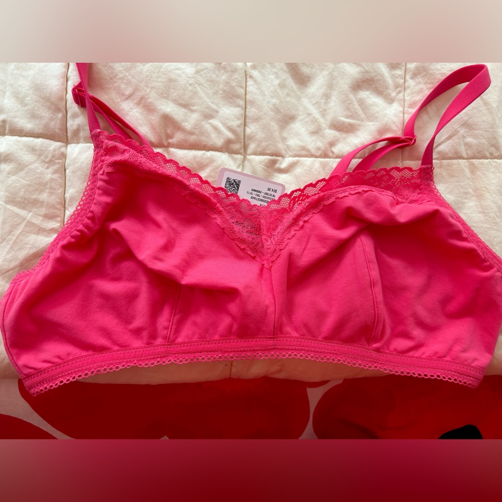 NWT Savage x Fenty stretch cotton bra and panties. Hot pink. Size 2X